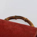 GUCCI Bamboo Backpack Suede Red Gold 003 2058 0016 Auth th6525-8