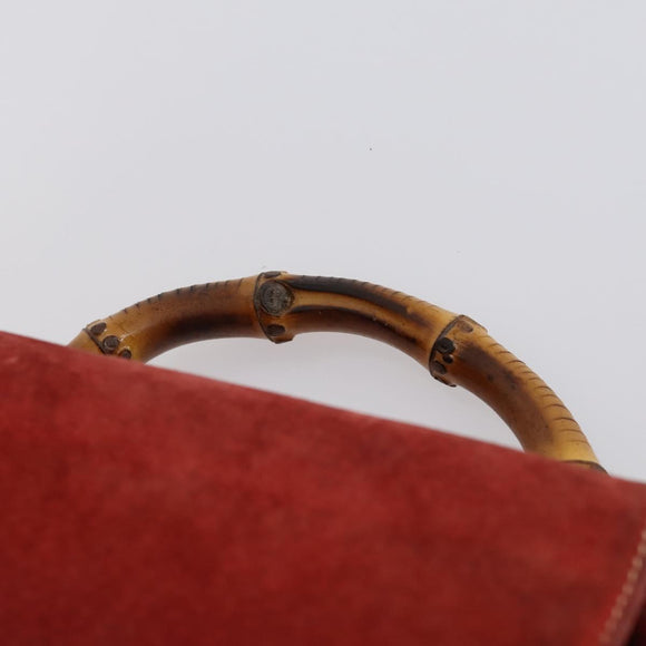 GUCCI Bamboo Backpack Suede Red Gold 003 2058 0016 Auth th6525