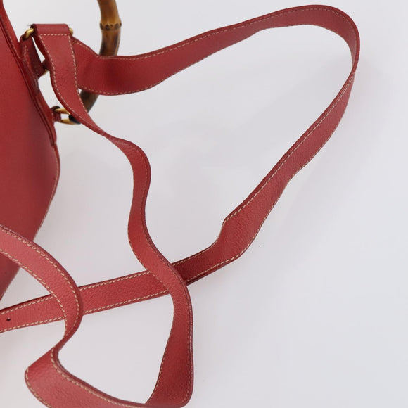 GUCCI Bamboo Backpack Suede Red Gold 003 2058 0016 Auth th6525