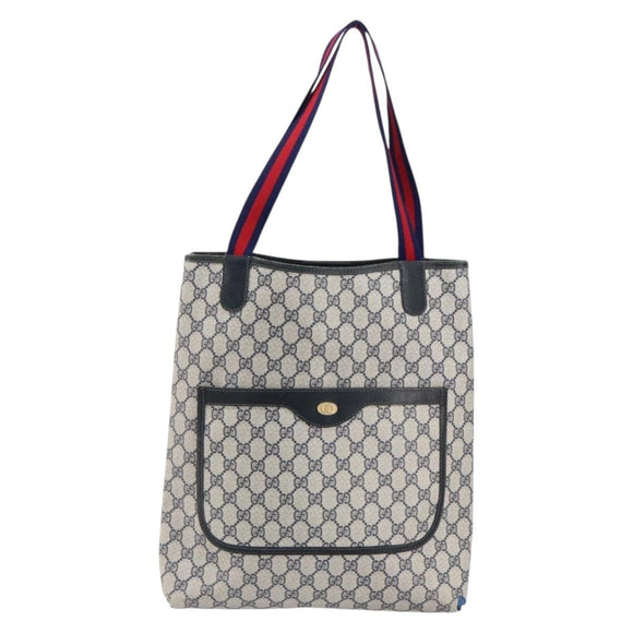 GUCCI GG Supreme Sherry Line Tote Bag PVC Navy Red 002 4487 39 Auth th6526