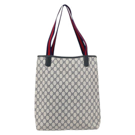 GUCCI GG Supreme Sherry Line Tote Bag PVC Navy Red 002 4487 39 Auth th6526 - 0