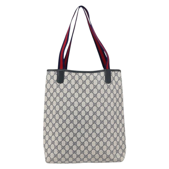 GUCCI GG Supreme Sherry Line Tote Bag PVC Navy Red 002 4487 39 Auth th6526