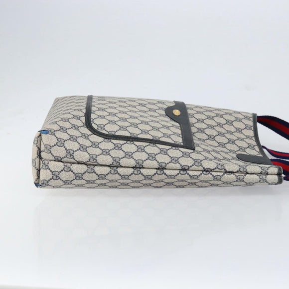 GUCCI GG Supreme Sherry Line Tote Bag PVC Navy Red 002 4487 39 Auth th6526