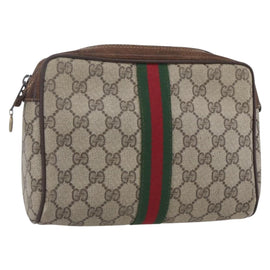 GUCCI GG Supreme Web Sherry Line Bag PVC Beige Red 40 014 3553 Auth th6527