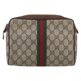 GUCCI GG Supreme Web Sherry Line Bag PVC Beige Red 40 014 3553 Auth th6527 - 0