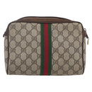 GUCCI GG Supreme Web Sherry Line Bag PVC Beige Red 40 014 3553 Auth th6527-3
