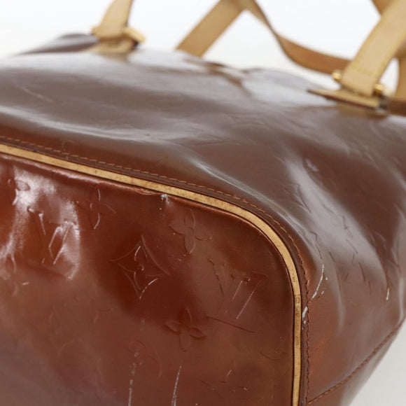 LOUIS VUITTON Monogram Vernis Houston Hand Bag Bronze M91122 LV Auth th6562