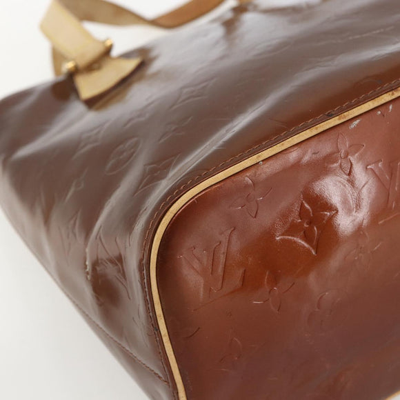 LOUIS VUITTON Monogram Vernis Houston Hand Bag Bronze M91122 LV Auth th6562