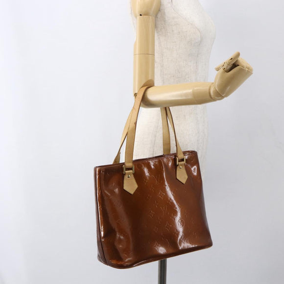 LOUIS VUITTON Monogram Vernis Houston Hand Bag Bronze M91122 LV Auth th6562