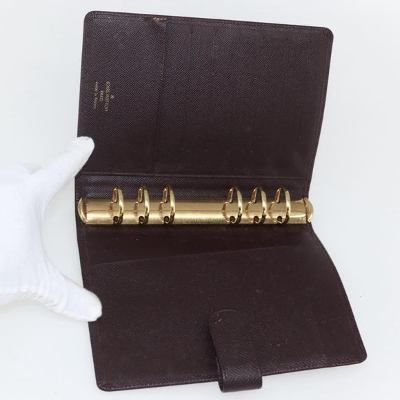 LOUIS VUITTON Taiga Agenda MM Day Planner Cover Acajou R20416 LV Auth th6572
