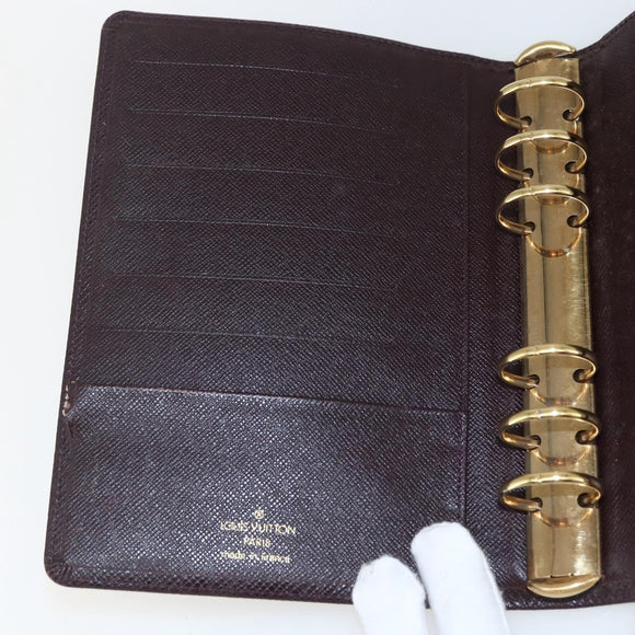 LOUIS VUITTON Taiga Agenda MM Day Planner Cover Acajou R20416 LV Auth th6572