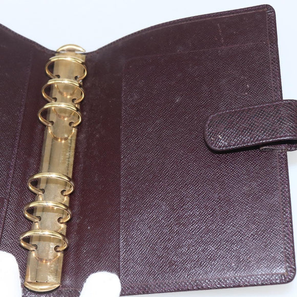 LOUIS VUITTON Taiga Agenda MM Day Planner Cover Acajou R20416 LV Auth th6572