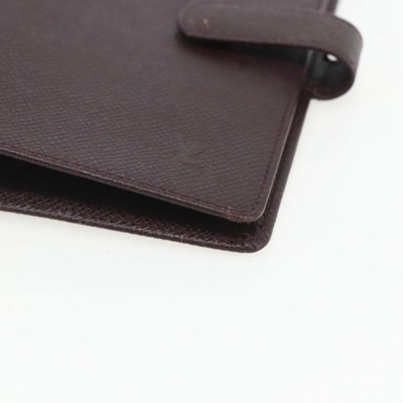 LOUIS VUITTON Taiga Agenda MM Day Planner Cover Acajou R20416 LV Auth th6572