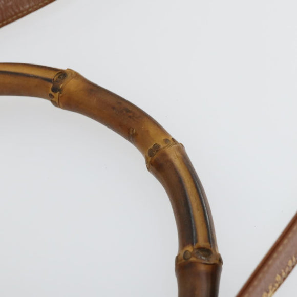 GUCCI Bamboo Shoulder Bag Leather 2way Brown Gold 001 1781 1577 Auth th6578