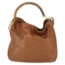 GUCCI Bamboo Shoulder Bag Leather 2way Brown Gold 001 1781 1577 Auth th6578-13