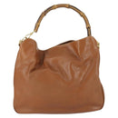 GUCCI Bamboo Shoulder Bag Leather 2way Brown Gold 001 1781 1577 Auth th6578-2