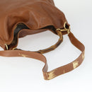 GUCCI Bamboo Shoulder Bag Leather 2way Brown Gold 001 1781 1577 Auth th6578-7