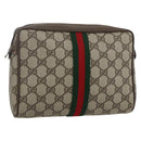 GUCCI GG Supreme Web Sherry Line Clutch Bag PVC Beige Gold 75 01 012 Auth th6579-1