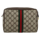 GUCCI GG Supreme Web Sherry Line Clutch Bag PVC Beige Gold 75 01 012 Auth th6579-13