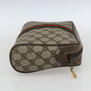 GUCCI GG Supreme Web Sherry Line Clutch Bag PVC Beige Gold 75 01 012 Auth th6579-4