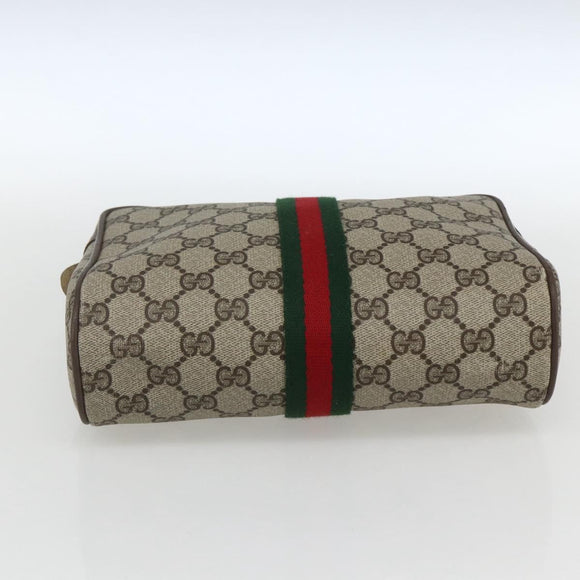 GUCCI GG Supreme Web Sherry Line Clutch Bag PVC Beige Gold 75 01 012 Auth th6579