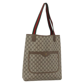 GUCCI GG Supreme Web Sherry Line Tote Bag PVC Beige 39 02 003 Auth th6581