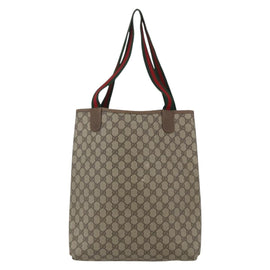 GUCCI GG Supreme Web Sherry Line Tote Bag PVC Beige 39 02 003 Auth th6581 - 0