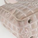 CHANEL New Travel Line Einkaufstasche Nylon Beige Silber CC Auth th6582-9