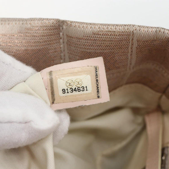 CHANEL New Travel Line Einkaufstasche Nylon Beige Silber CC Auth th6582