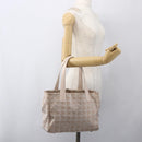 CHANEL New Travel Line Einkaufstasche Nylon Beige Silber CC Auth th6582-23