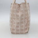 CHANEL New Travel Line Einkaufstasche Nylon Beige Silber CC Auth th6582-4