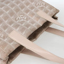 CHANEL New Travel Line Einkaufstasche Nylon Beige Silber CC Auth th6582-6