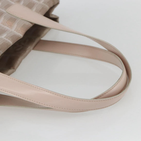 CHANEL New Travel Line Einkaufstasche Nylon Beige Silber CC Auth th6582