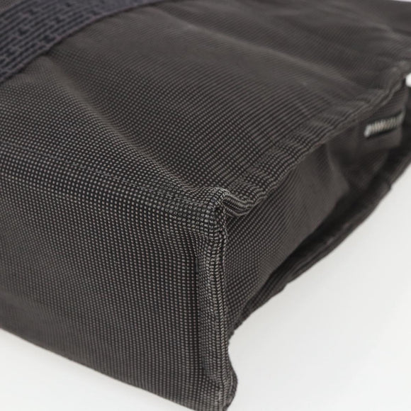 HERMES Her Line MM Hand Bag Canvas Gray Silver Auth th6586