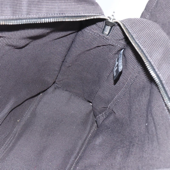 HERMES Her Line MM Hand Bag Canvas Gray Silver Auth th6586