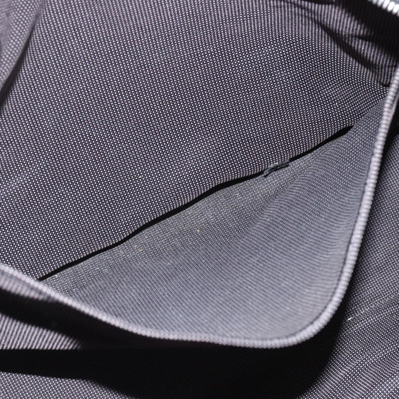 HERMES Her Line MM Hand Bag Canvas Gray Silver Auth th6586