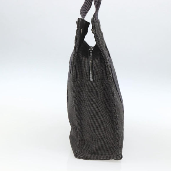 HERMES Her Line MM Hand Bag Canvas Gray Silver Auth th6586