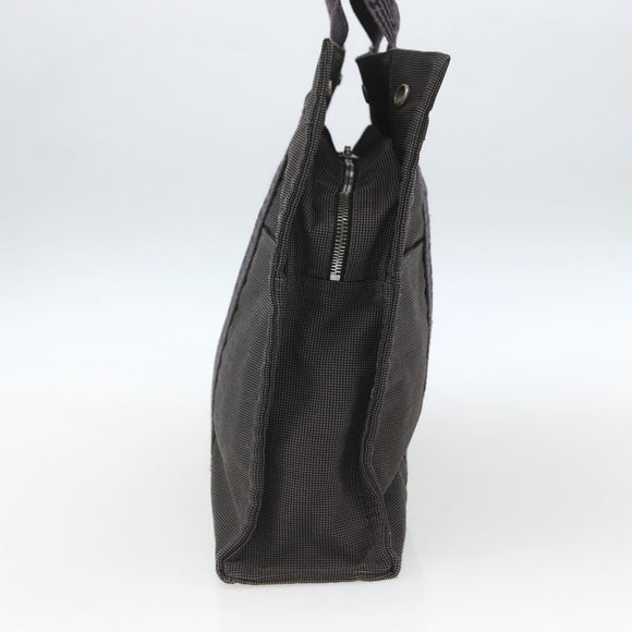 HERMES Her Line MM Hand Bag Canvas Gray Silver Auth th6586