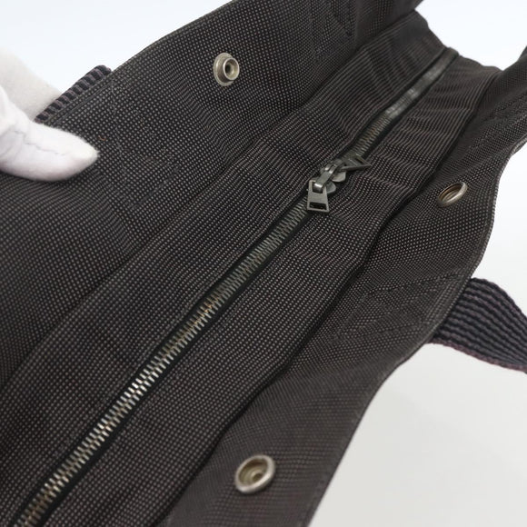 HERMES Her Line MM Hand Bag Canvas Gray Silver Auth th6586