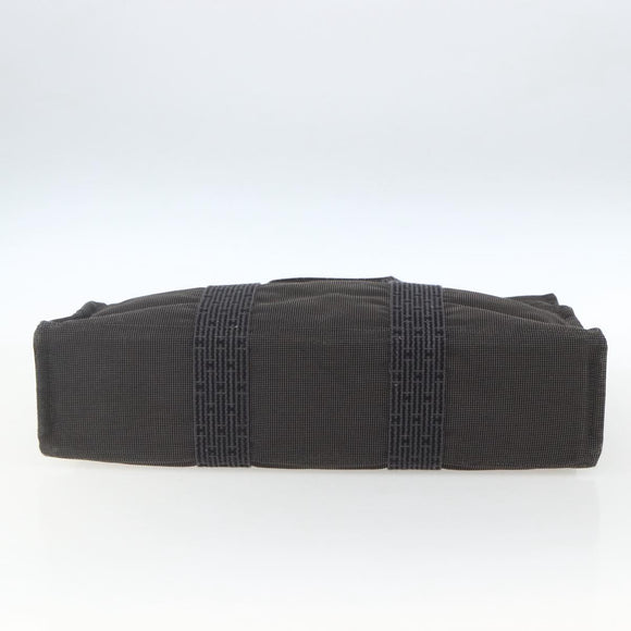 HERMES Her Line MM Hand Bag Canvas Gray Silver Auth th6586