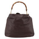 GUCCI Bamboo Shoulder Bag Leather 2way Brown Gold 001 1705 1577 Auth th6602-13