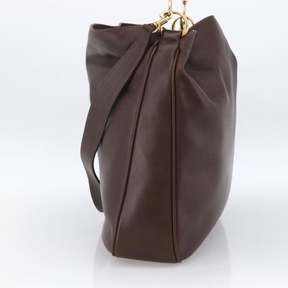 GUCCI Bamboo Shoulder Bag Leather 2way Brown Gold 001 1705 1577 Auth th6602