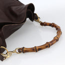 GUCCI Bamboo Shoulder Bag Leather 2way Brown Gold 001 1705 1577 Auth th6602-7