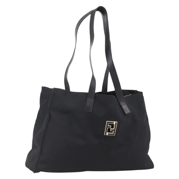 FENDI Tote Bag Nylon Black Gold Auth th6603