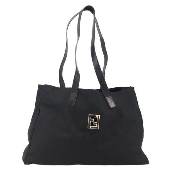 FENDI Tote Bag Nylon Black Gold Auth th6603