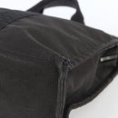 HERMES Her Line MM Hand Bag Canvas Gray Silver Auth th6604-9