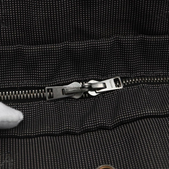 HERMES Her Line MM Hand Bag Canvas Gray Silver Auth th6604