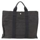 HERMES Her Line MM Hand Bag Canvas Gray Silver Auth th6604-13