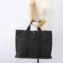 HERMES Her Line MM Hand Bag Canvas Gray Silver Auth th6604-20