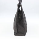 HERMES Her Line MM Hand Bag Canvas Gray Silver Auth th6604-3